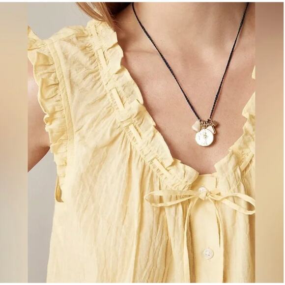 J Crew Ruffle Trim Button Up Top XL White NWT CK057 J.Crew Blouse Boho Western - Picture 2 of 5